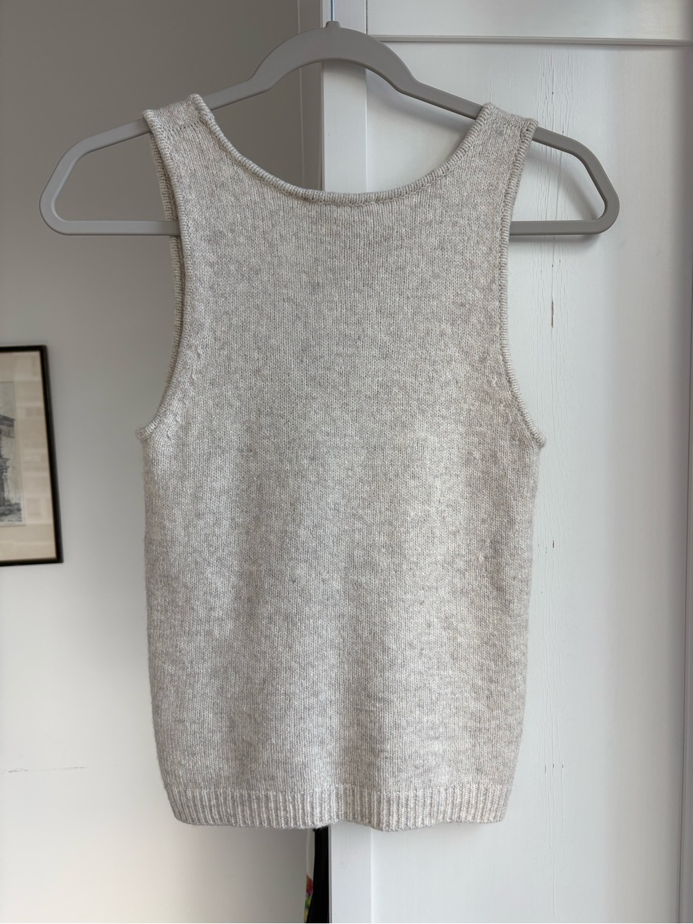 Splendid Cashmere Oatmeal Scoop Neck Knit Tank, Size Small Luxe Minimalism - Picture 2 of 6